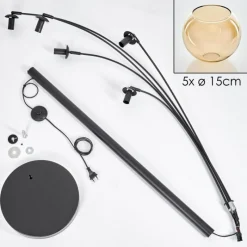 hofstein Lampadaire - Verre 15 cm Koyoto Ambre, 5 lumières