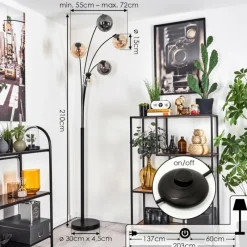 hofstein Lampadaire - Verre 15 cm Koyoto Ambre, Clair, Fumé, 5 lumières