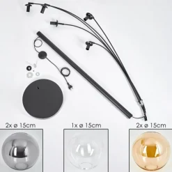 hofstein Lampadaire - Verre 15 cm Koyoto Ambre, Clair, Fumé, 5 lumières