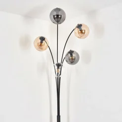 hofstein Lampadaire - Verre 15 cm Koyoto Ambre, Clair, Fumé, 5 lumières