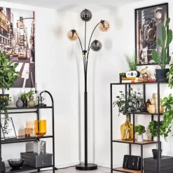 hofstein Lampadaire - Verre 15 cm Koyoto Ambre, Clair, Fumé, 5 lumières