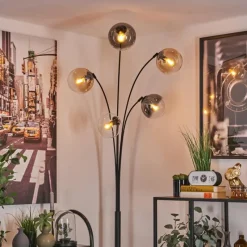 hofstein Lampadaire - Verre 15 cm Koyoto Ambre, Clair, Fumé, 5 lumières