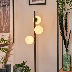 hofstein Lampadaire - Verre 12 cm Remaisnil Blanc, 3 lumières