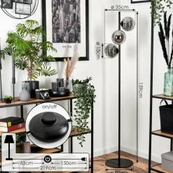 hofstein Lampadaire - Verre 15 cm Remaisnil Fumé, 3 lumières