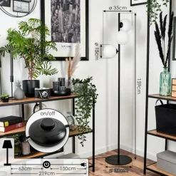 hofstein Lampadaire - Verre 15 cm Remaisnil Blanc, 3 lumières