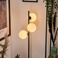 hofstein Lampadaire - Verre 15 cm Remaisnil Blanc, 3 lumières