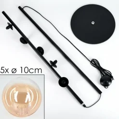 hofstein Lampadaire - Verre 10 cm Remaisnil Ambre, Clair, 5 lumières