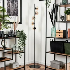 hofstein Lampadaire - Verre 10 cm Remaisnil Ambre, Clair, 5 lumières