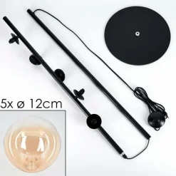 hofstein Lampadaire - Verre 12 cm Remaisnil Ambre, Clair, 5 lumières