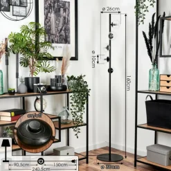 hofstein Lampadaire - Verre 10 cm Remaisnil Clair, 5 lumières