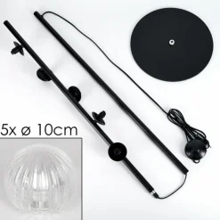 hofstein Lampadaire - Verre 10 cm Remaisnil Clair, 5 lumières