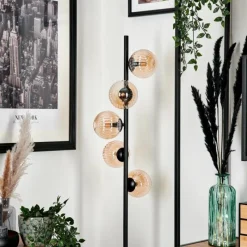 hofstein Lampadaire - Verre 12 cm Remaisnil Ambre, 5 lumières