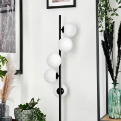 hofstein Lampadaire - Verre 12 cm Remaisnil Blanc, 5 lumières