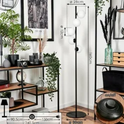 hofstein Lampadaire - Verre 12 cm Remaisnil Blanc, 5 lumières