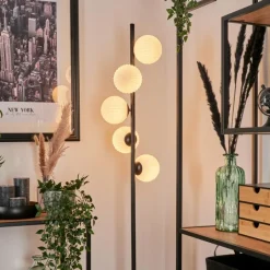 hofstein Lampadaire - Verre 12 cm Remaisnil Blanc, 5 lumières