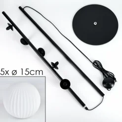 hofstein Lampadaire - Verre 15 cm Remaisnil Blanc, 5 lumières