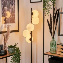 hofstein Lampadaire - Verre 15 cm Remaisnil Blanc, 5 lumières