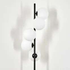 hofstein Lampadaire - Verre 15 cm Remaisnil Blanc, 5 lumières