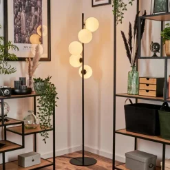 hofstein Lampadaire - Verre 15 cm Remaisnil Blanc, 5 lumières