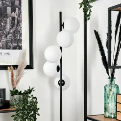 hofstein Lampadaire - Verre 15 cm Remaisnil Blanc, 5 lumières