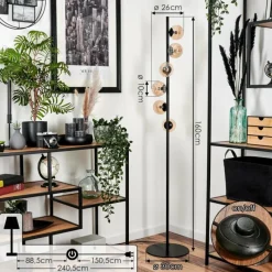 Lampes À Boules-hofstein Lampadaire - Verre 10 cm Remaisnil Ambre, 6 lumières