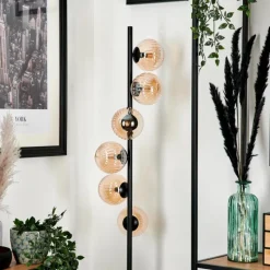 hofstein Lampadaire - Verre 12 cm Remaisnil Ambre, 6 lumières