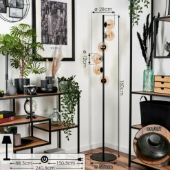 hofstein Lampadaire - Verre 12 cm Remaisnil Ambre, 6 lumières