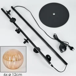 hofstein Lampadaire - Verre 12 cm Remaisnil Ambre, 6 lumières