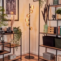 hofstein Lampadaire - Verre 12 cm Remaisnil Ambre, 6 lumières