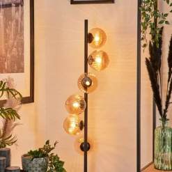 hofstein Lampadaire - Verre 12 cm Remaisnil Ambre, 6 lumières