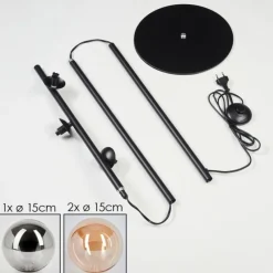 hofstein Lampadaire - Verre 15 cm Remaisnil Ambre, Fumé, 3 lumières