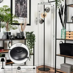 hofstein Lampadaire - Verre 15 cm Remaisnil Ambre, Clair, Fumé, 3 lumières