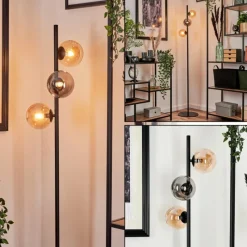 hofstein Lampadaire - Verre 12 cm Remaisnil Ambre, Fumé, 3 lumières