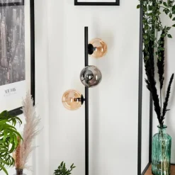 hofstein Lampadaire - Verre 12 cm Remaisnil Ambre, Fumé, 3 lumières