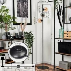 hofstein Lampadaire - Verre 12 cm Remaisnil Ambre, Fumé, 3 lumières