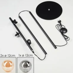 hofstein Lampadaire - Verre 12 cm Remaisnil Ambre, Fumé, 3 lumières