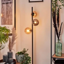 hofstein Lampadaire - Verre 12 cm Remaisnil Ambre, Fumé, 3 lumières