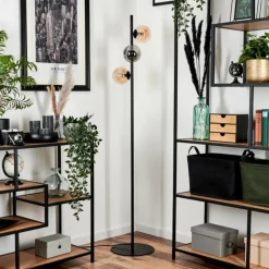 hofstein Lampadaire - Verre 12 cm Remaisnil Ambre, Fumé, 3 lumières