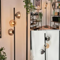 hofstein Lampadaire - Verre 12 cm Remaisnil Ambre, Clair, Fumé, 3 lumières