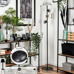 hofstein Lampadaire - Verre 10 cm Remaisnil Ambre, Clair, Fumé, 3 lumières