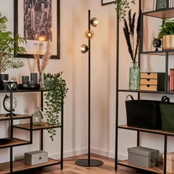 hofstein Lampadaire - Verre 10 cm Remaisnil Ambre, Clair, Fumé, 3 lumières