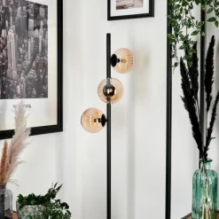 hofstein Lampadaire - Verre 12 cm Remaisnil Ambre, 3 lumières