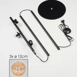 hofstein Lampadaire - Verre 12 cm Remaisnil Ambre, 3 lumières