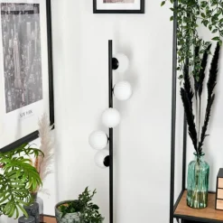 hofstein Lampadaire - Verre 10 cm Remaisnil Blanc, 5 lumières