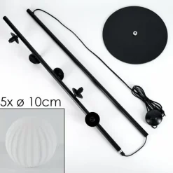 hofstein Lampadaire - Verre 10 cm Remaisnil Blanc, 5 lumières