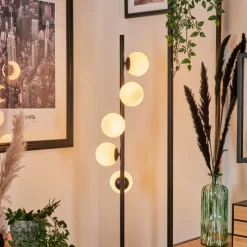 hofstein Lampadaire - Verre 10 cm Remaisnil Blanc, 5 lumières