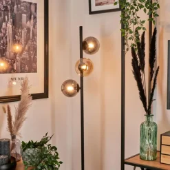 hofstein Lampadaire - Verre 12 cm Remaisnil Ambre, Fumé, 3 lumières