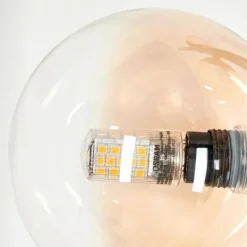 hofstein Lampadaire - Verre 10 cm Remaisnil Ambre, Clair, 3 lumières