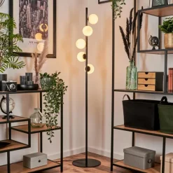 hofstein Lampadaire - Verre 10 cm Remaisnil Blanc, 5 lumières