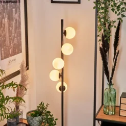 hofstein Lampadaire - Verre 10 cm Remaisnil Blanc, 5 lumières